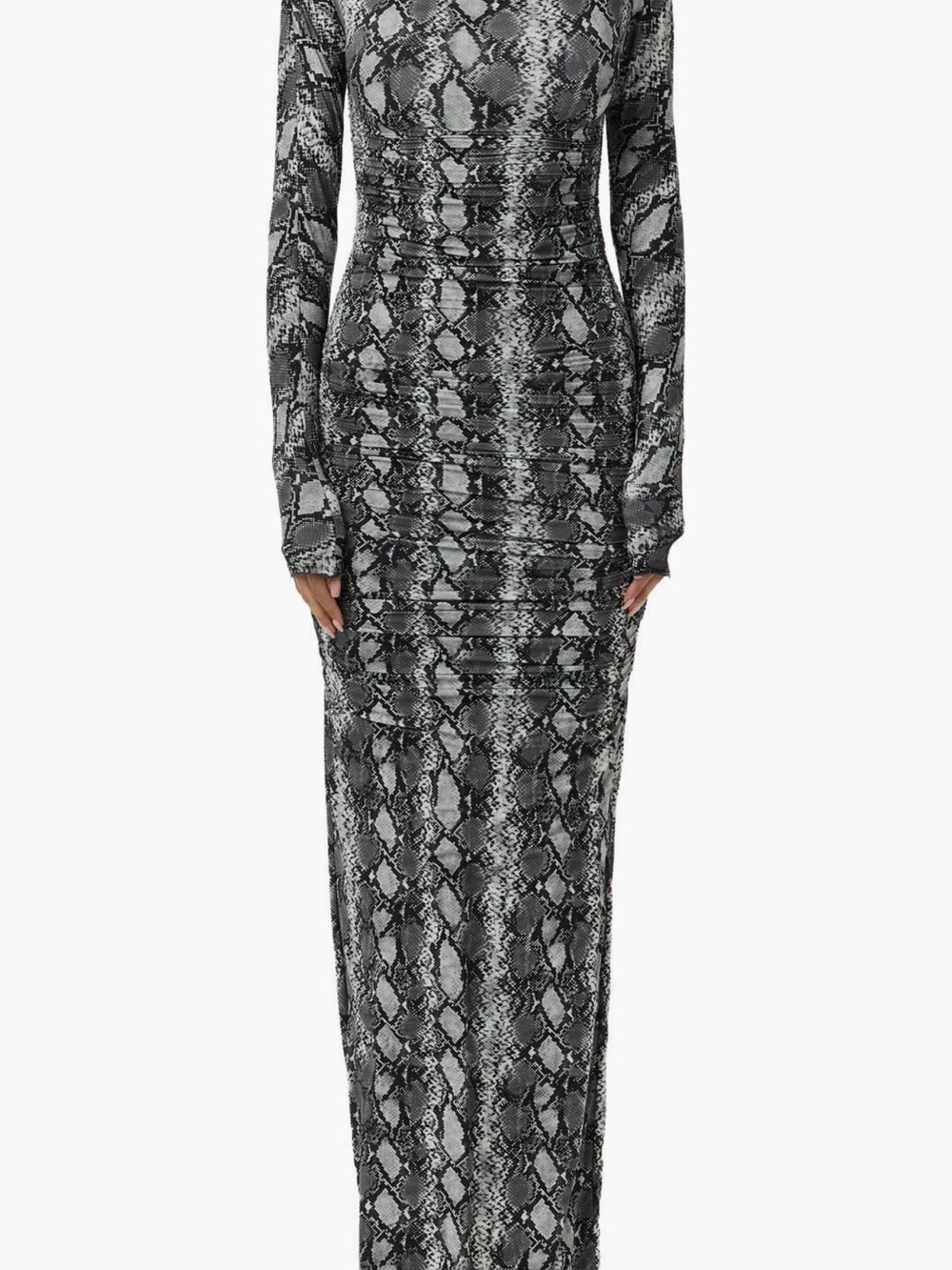 naked wardrobe Black & Gray Snake-Print Maxi Dress